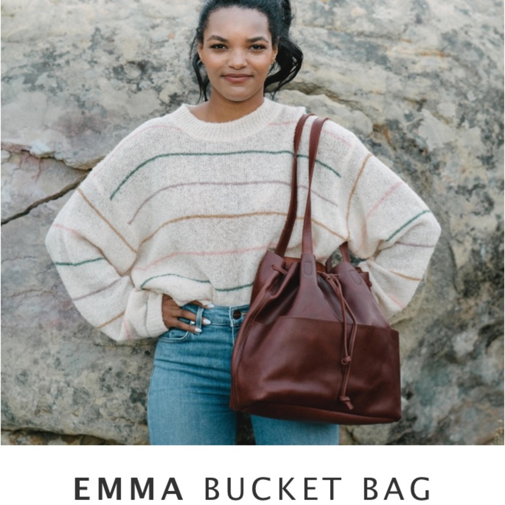 Emma Bucket Red Brown Tote Bag - Parker Clay